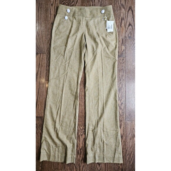 Cabi Style 377 Charlie Tan /  Yellow Pinstripe Wide Leg Pants Trousers NWT Sz 6 - Picture 1 of 10